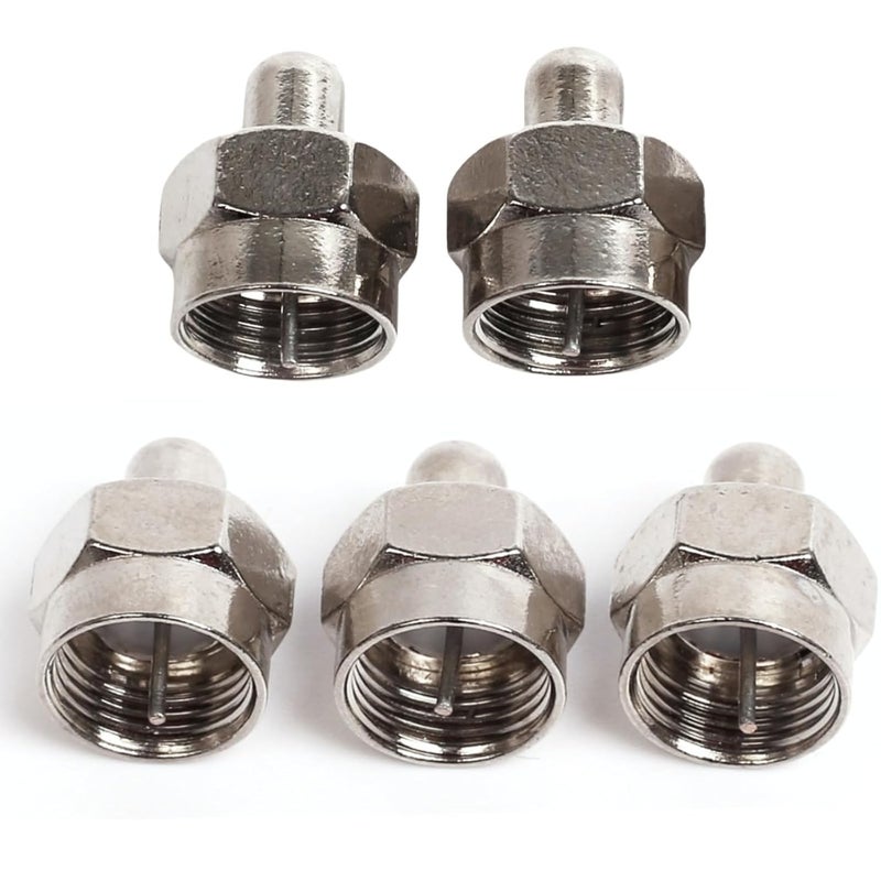 EZYUMM 5-Pack Coax Cap Cover - 75 Ohm Terminator for Splitter, AMP, Coaxial Cable, TV Antenna & Wall Plates (F Type, Brass Connectors) - Image 2